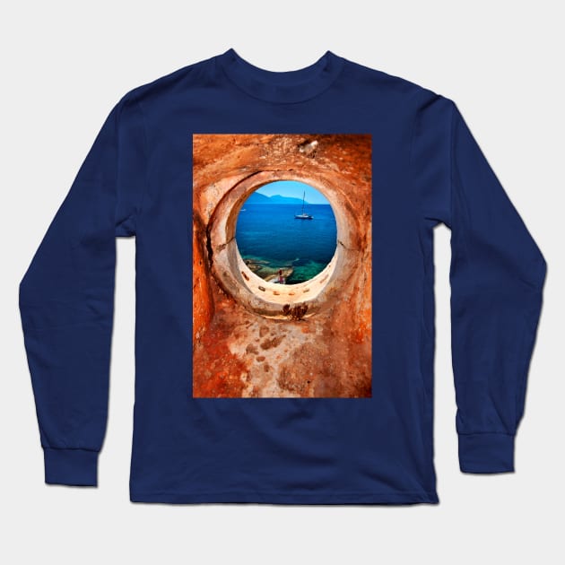 Window to the Ionian Sea Long Sleeve T-Shirt by Cretense72